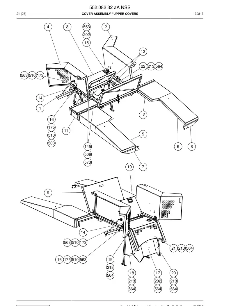55208232a 552 082 32a Cover Assembly - Sandvik Technical Drawing