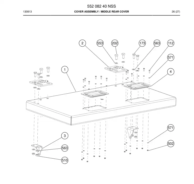 55208240 552 082 40 Cover Assembly - Sandvik Technical Drawing