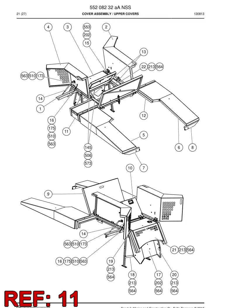 55208255 552 082 55 Plate, Cover - Sandvik Technical Drawing