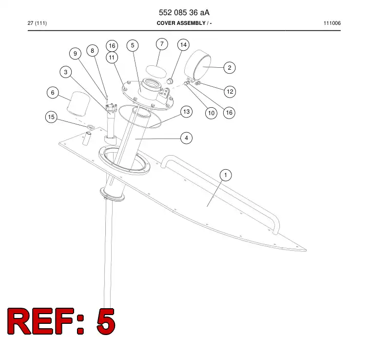 55208511 552 085 11 FILLING PIPE - Sandvik Technical Drawing