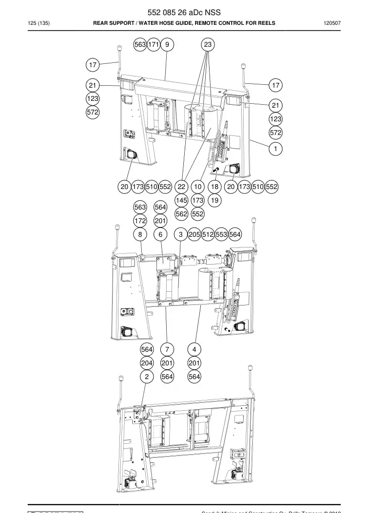 55208526f 552 085 26f Support, Rear - Sandvik Technical Drawing