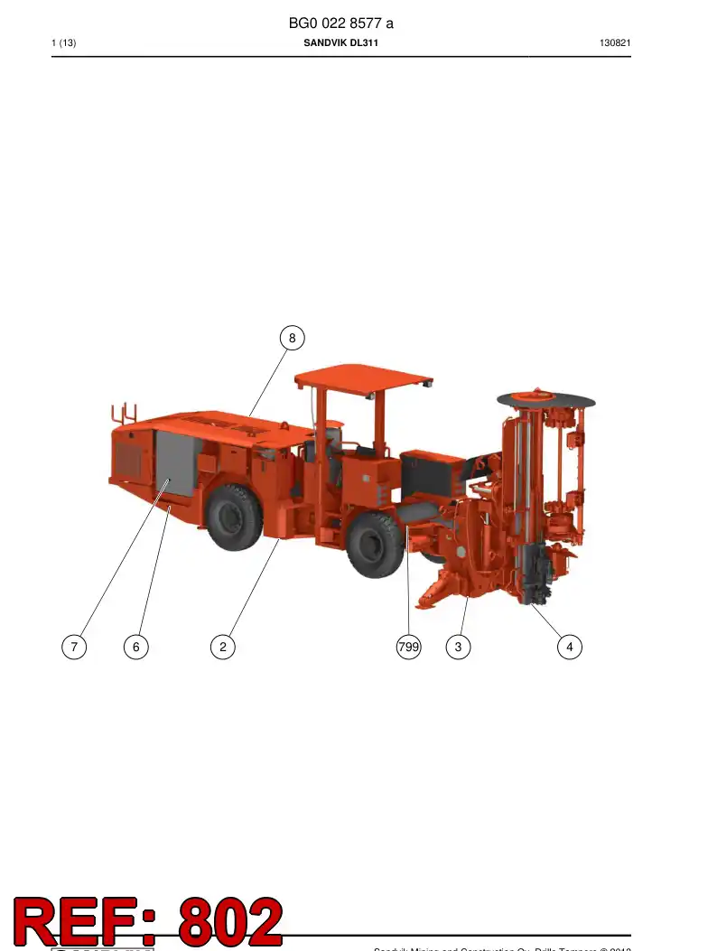 55208532 552 085 32 Hosing Set - Sandvik Technical Drawing