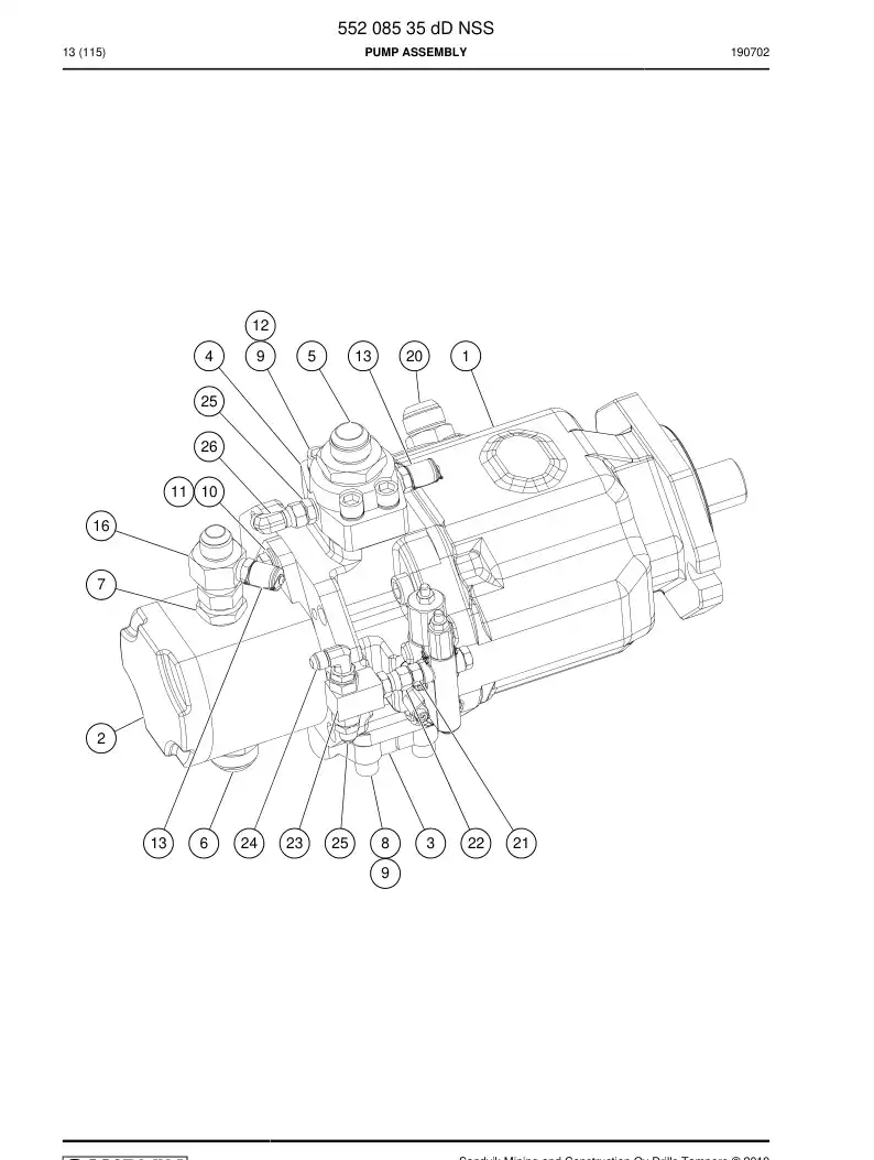 55208535d 552 085 35d Pump Assembly - Sandvik Technical Drawing