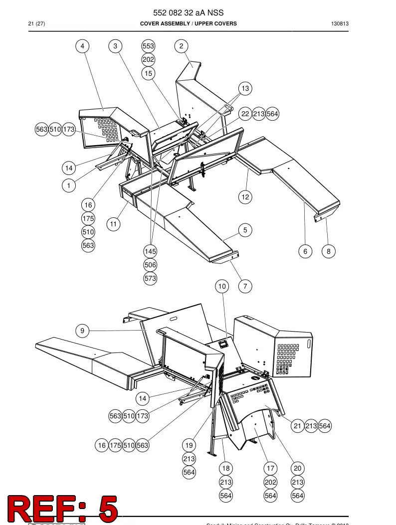 55208604 552 086 04 Cover Assembly - Sandvik Technical Drawing