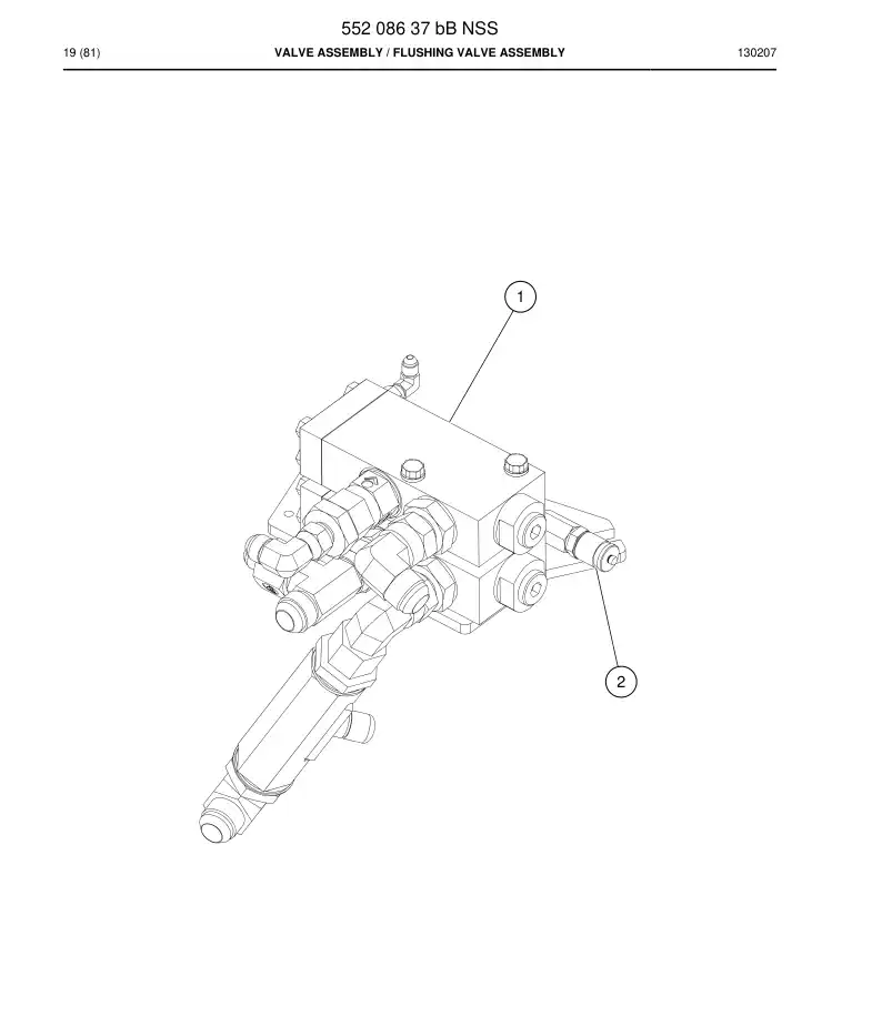 55208637b 552 086 37b Valve Assembly - Sandvik Technical Drawing