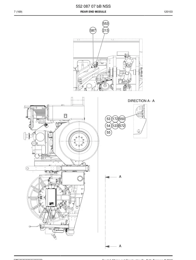 55208707b 552 087 07b REAR END MODULE - Sandvik Technical Drawing