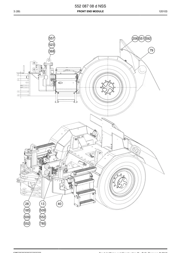 55208708d 552 087 08d FRONT END MODULE - Sandvik Technical Drawing