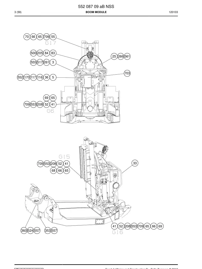 55208709a 552 087 09a BOOM MODULE - Sandvik Technical Drawing