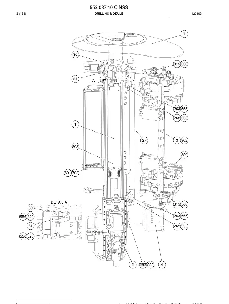 55208710 552 087 10 DRILLING MODULE - Sandvik Technical Drawing