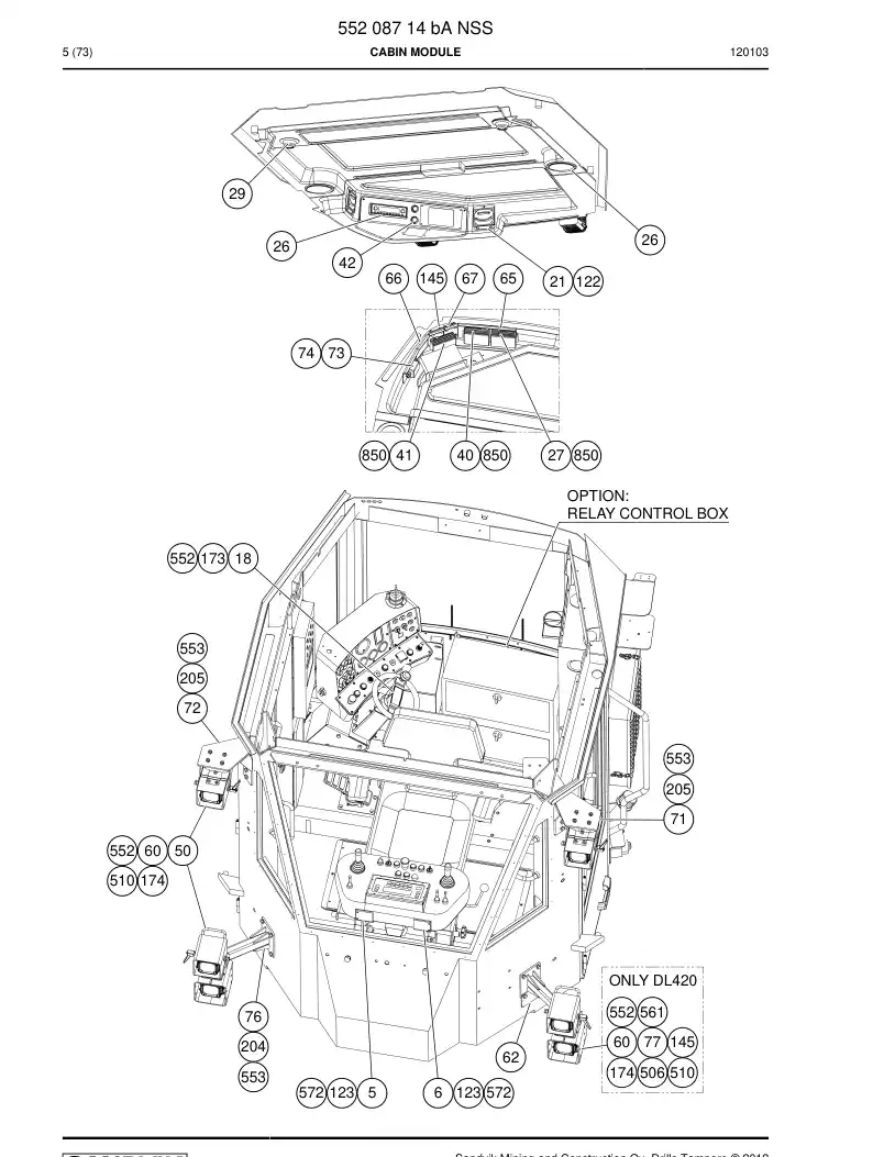 55208714b 552 087 14b CABIN MODULE - Sandvik Technical Drawing