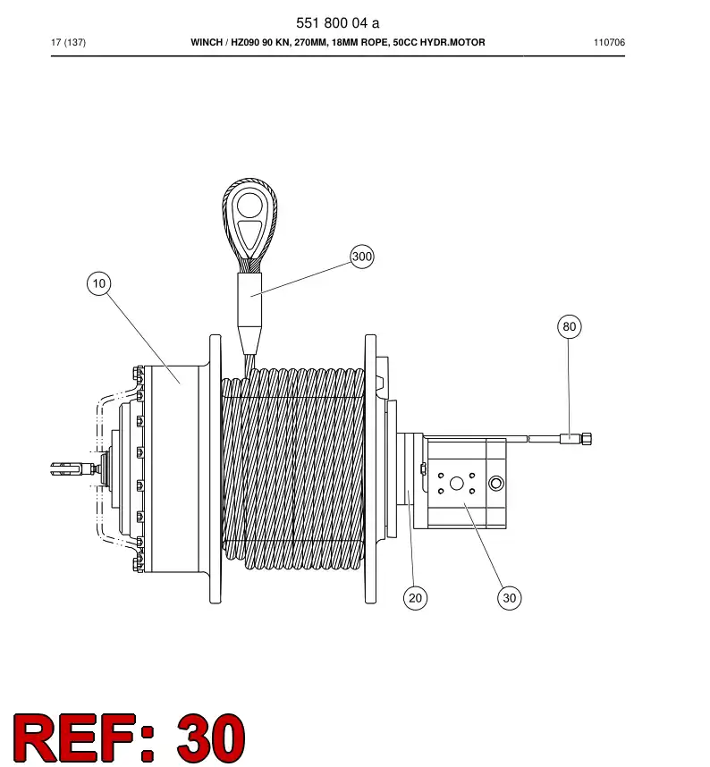 55208733 552 087 33 Motor, Hydraulic - Sandvik Technical Drawing