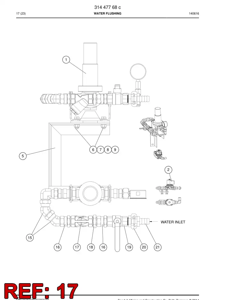 55208757 552 087 57 Strainer, Water - Sandvik Technical Drawing