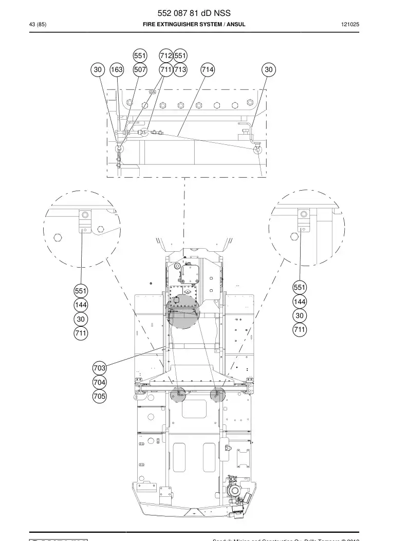 55208781a 552 087 81a FIRE EXTINGUISHER SYSTEM - Sandvik Technical Drawing