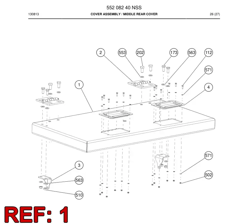 55208816 552 088 16 Cover Assembly - Sandvik Technical Drawing