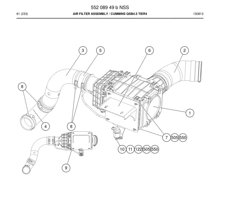 55208949b 552 089 49b Air Filter Assembly - Sandvik Technical Drawing