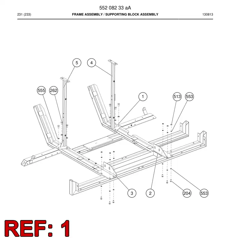 55208989a 552 089 89a Frame, Backing - Sandvik Technical Drawing