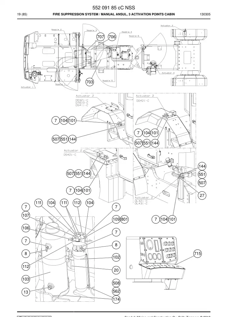 55209185c 552 091 85c Fire Suppression System - Sandvik Technical Drawing
