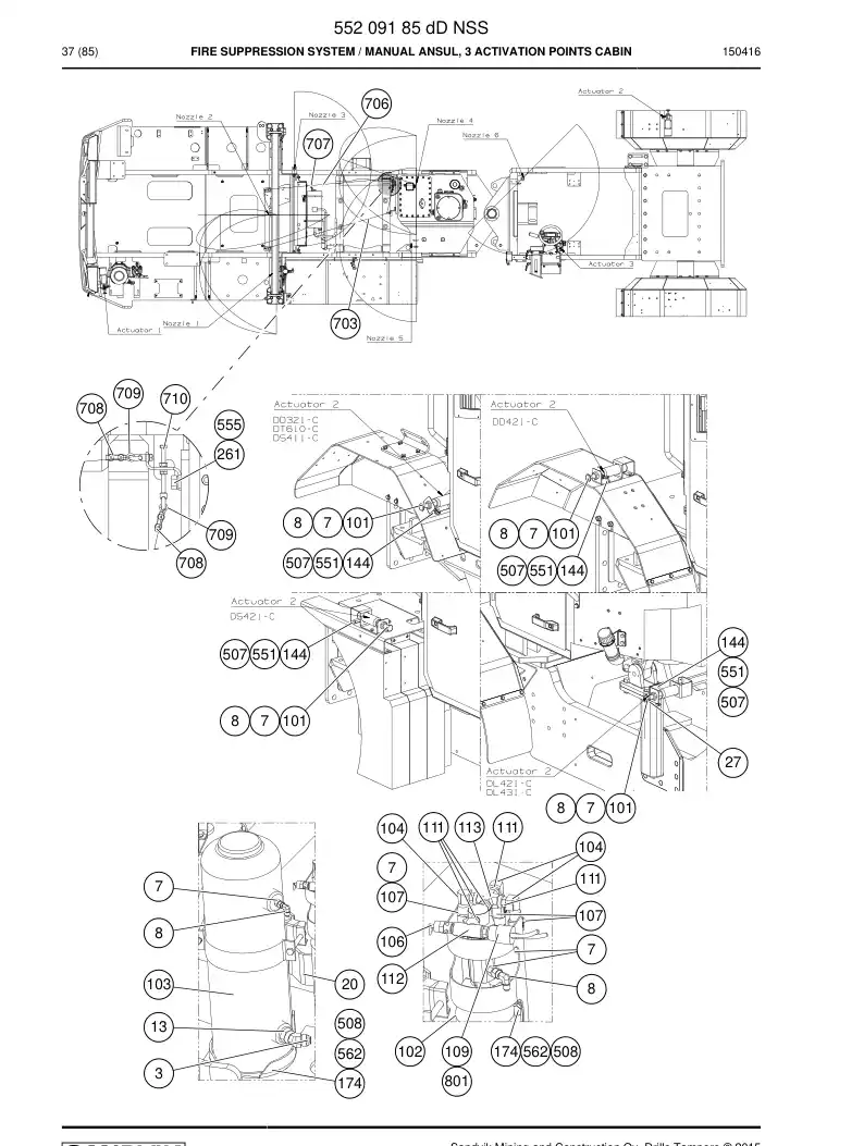 55209185d 552 091 85d Fire Suppression System - Sandvik Technical Drawing