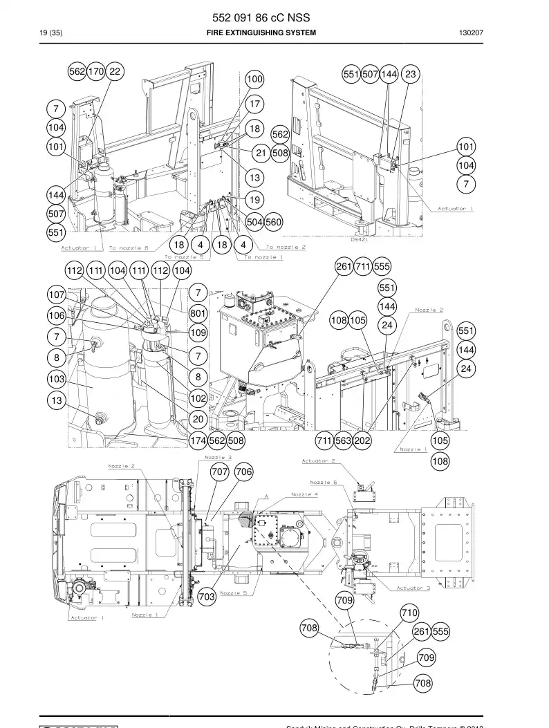 55209186c 552 091 86c Fire Extinguishing System - Sandvik Technical Drawing