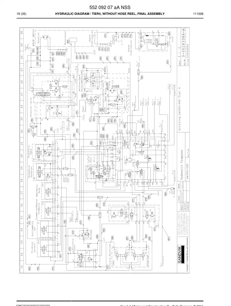 55209207a 552 092 07a Hose Set - Sandvik Technical Drawing
