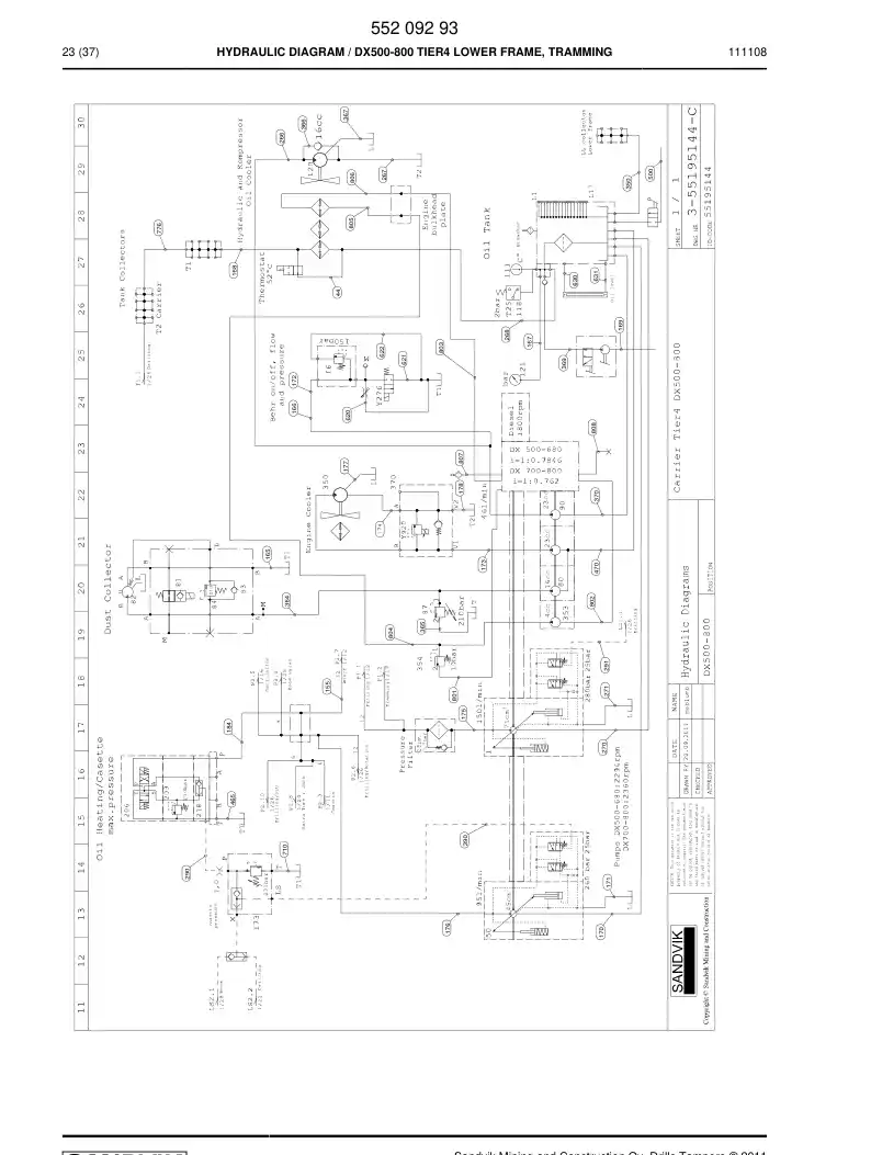 55209293 552 092 93 HYDRAULIC DIAGRAM - Sandvik Technical Drawing