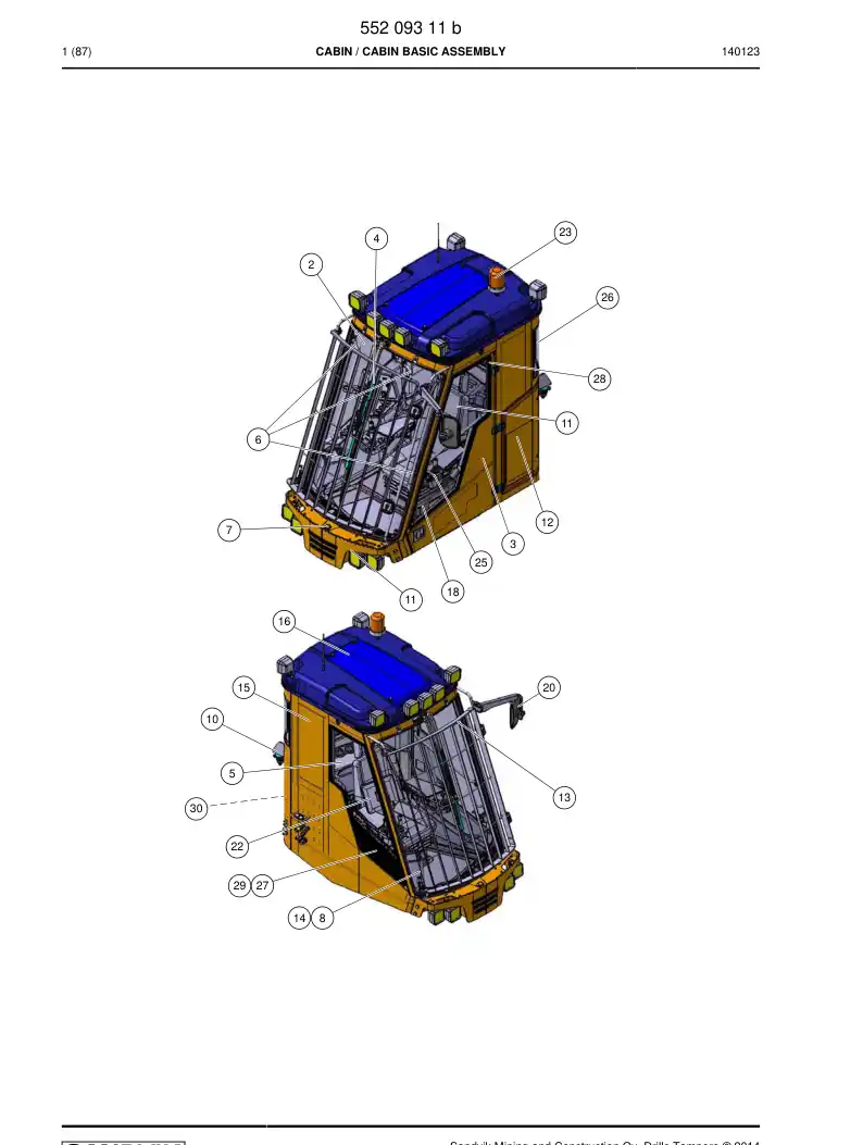 55209311b 552 093 11b Cabin - Sandvik Technical Drawing