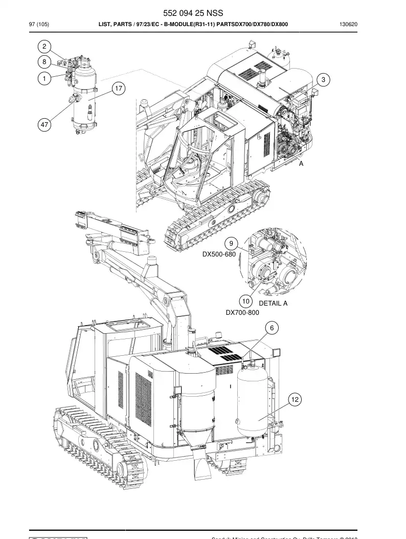 55209425 552 094 25 List, Parts - Sandvik Technical Drawing