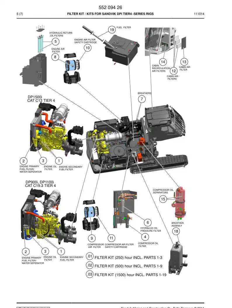 55209427 552 094 27 FILTER KIT - Sandvik Technical Drawing