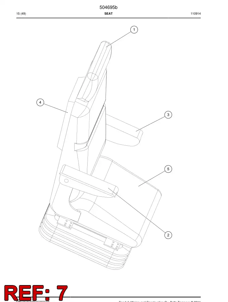 55209557 552 095 57 Back rest - Sandvik Technical Drawing