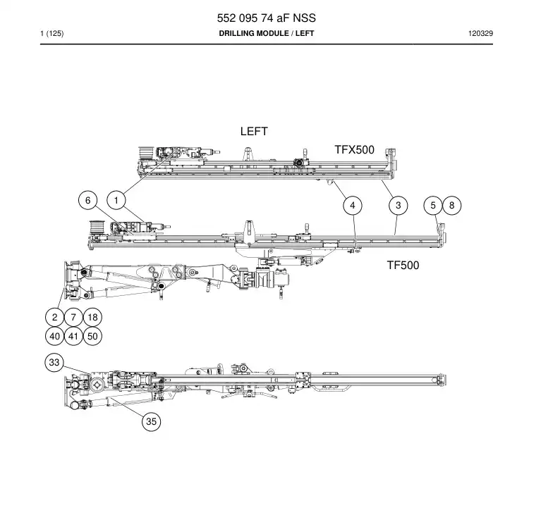 55209574a 552 095 74a Drilling module - Sandvik Technical Drawing