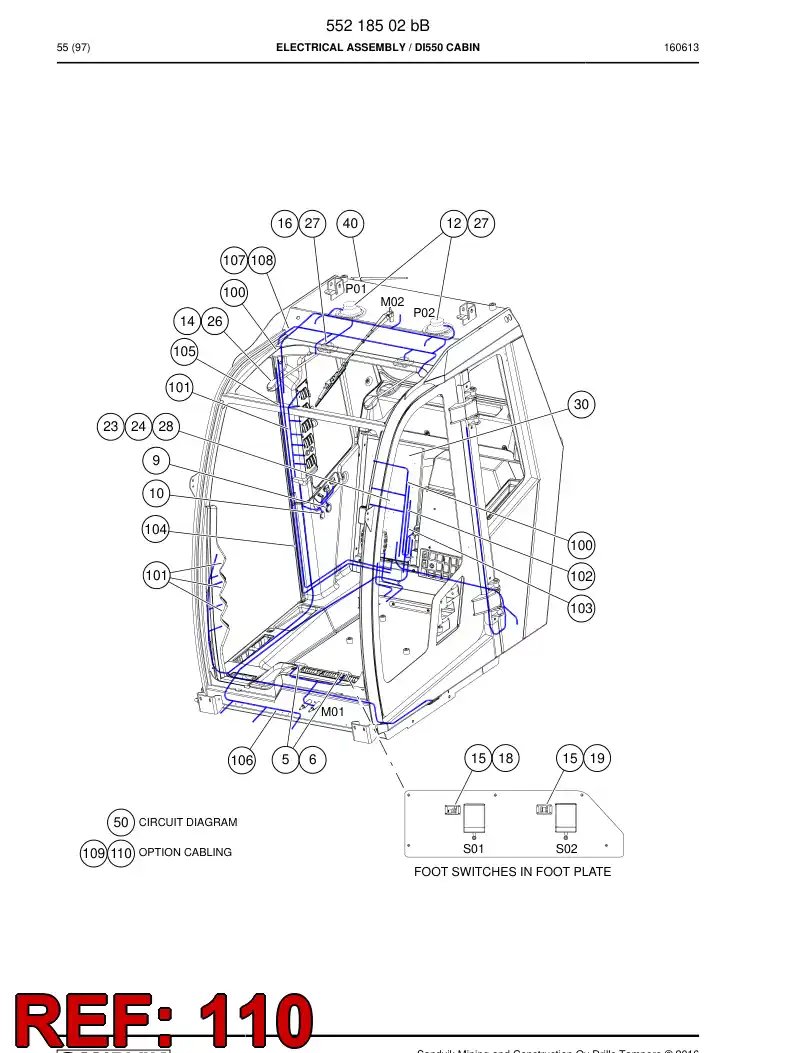 55209840 552 098 40 Wiring Harness Assembly - Sandvik Technical Drawing