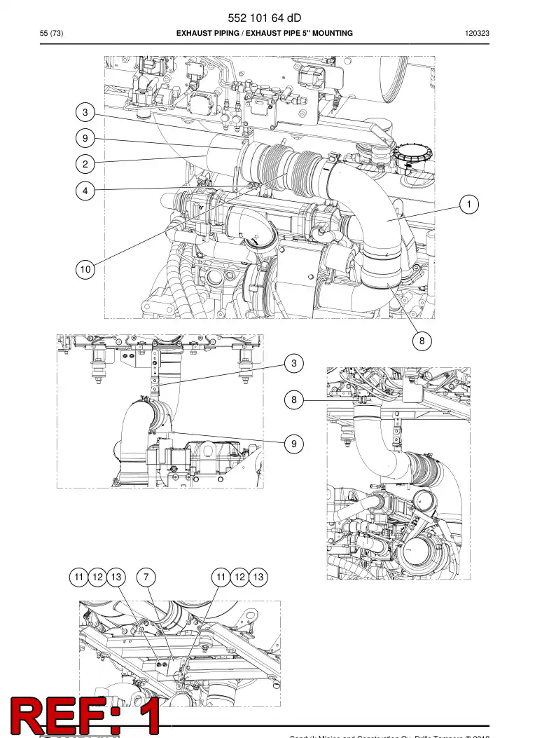 55209979 552 099 79 Exhaust pipe - Sandvik Technical Drawing