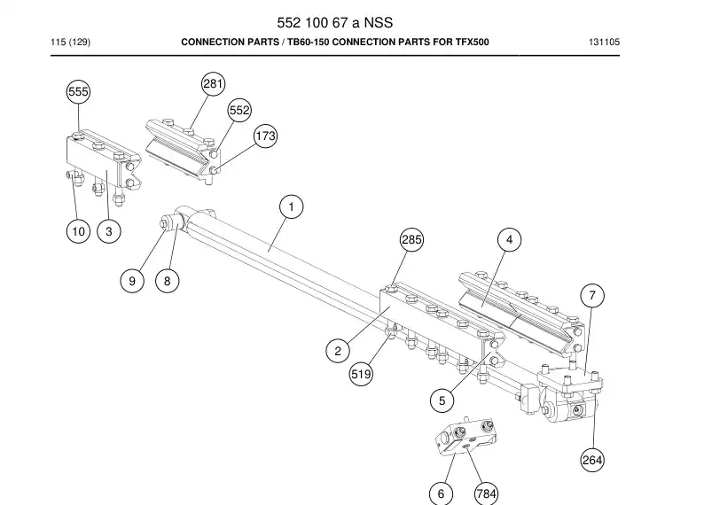 55210067a 552 100 67a Connection parts - Sandvik Technical Drawing