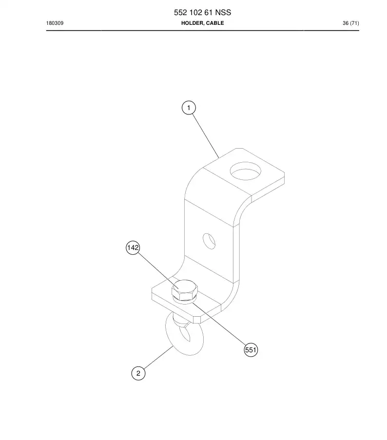 55210261 552 102 61 SUPORTE, CABLE - Sandvik Technical Drawing