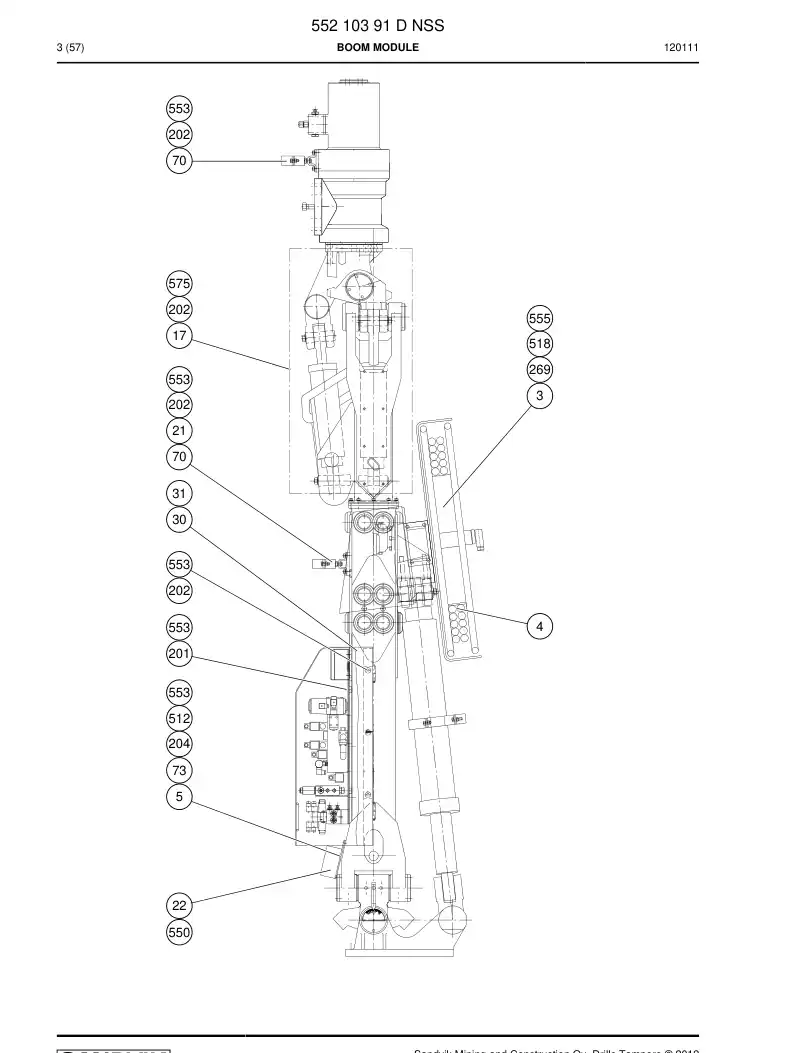 55210391 552 103 91 Boom module - Sandvik Technical Drawing