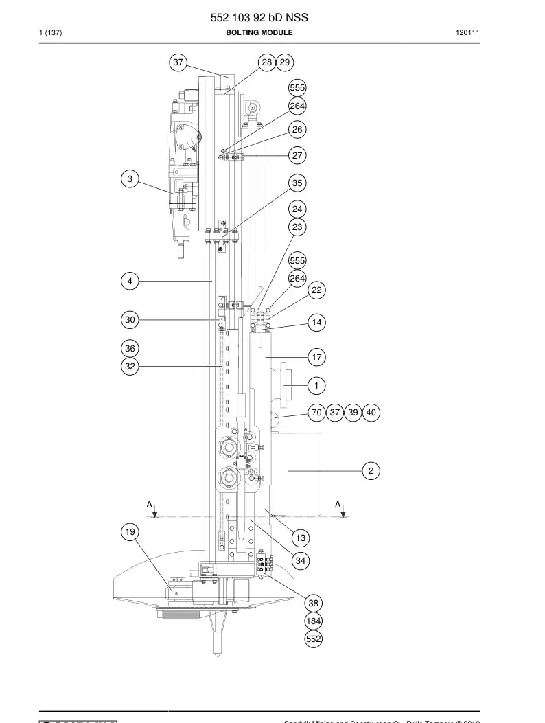 55210392b 552 103 92b Bolting module - Sandvik Technical Drawing