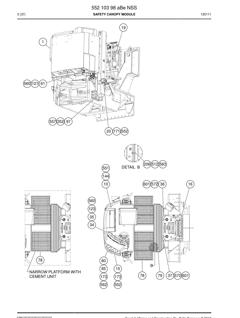 55210398a 552 103 98a SAFETY CANOPY MODULE - Sandvik Technical Drawing