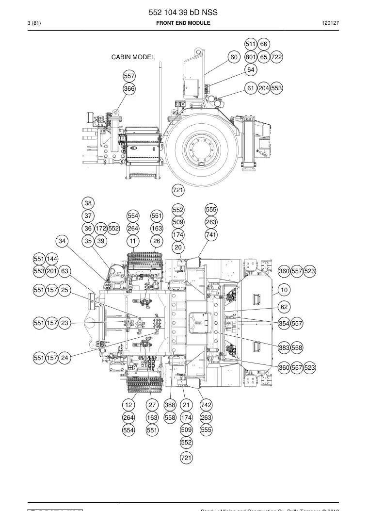 55210439b 552 104 39b Front end module - Sandvik Technical Drawing