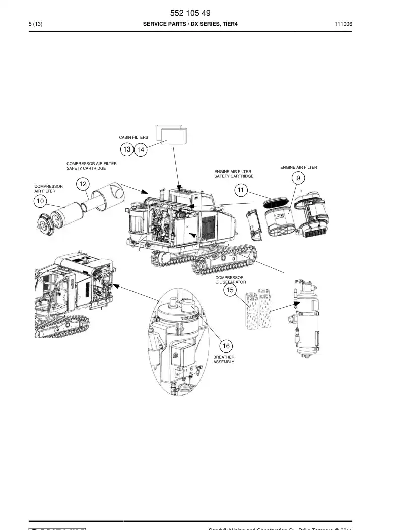 55210549 552 105 49 SERVICE PARTS - Sandvik Technical Drawing