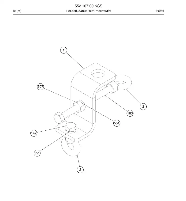 55210700 552 107 00 SUPORTE, CABLE - Sandvik Technical Drawing