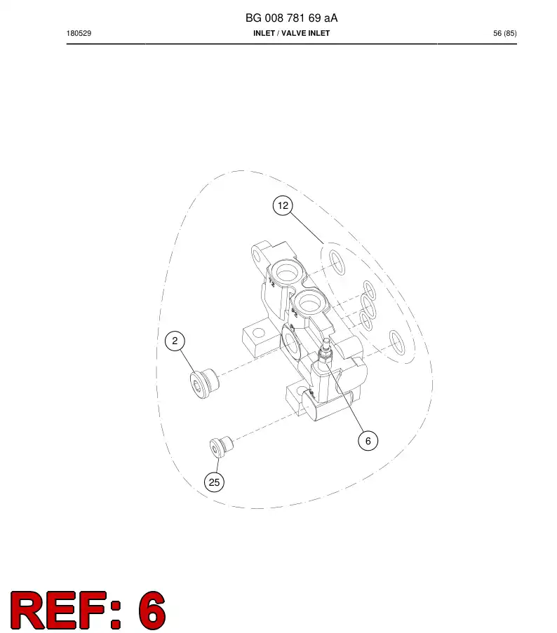 55210756 552 107 56 Valve, Pressure Relief - Sandvik Technical Drawing