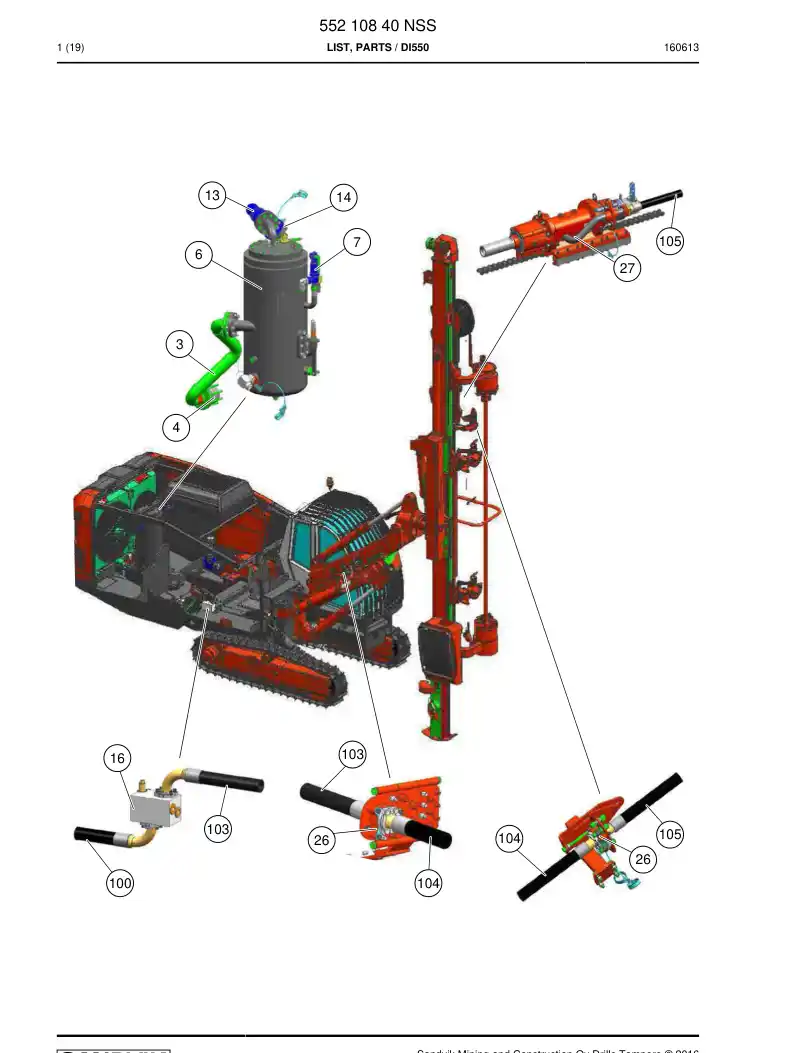 55210840 552 108 40 List, Parts - Sandvik Technical Drawing