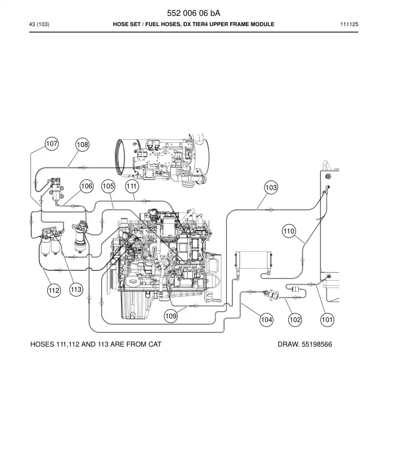 55210928 552 109 28 Fuel hose - Sandvik Technical Drawing