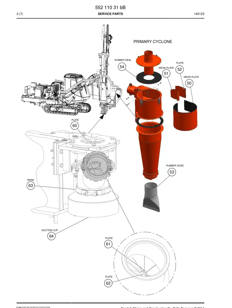 55211031b 552 110 31b Service parts - Sandvik Technical Drawing