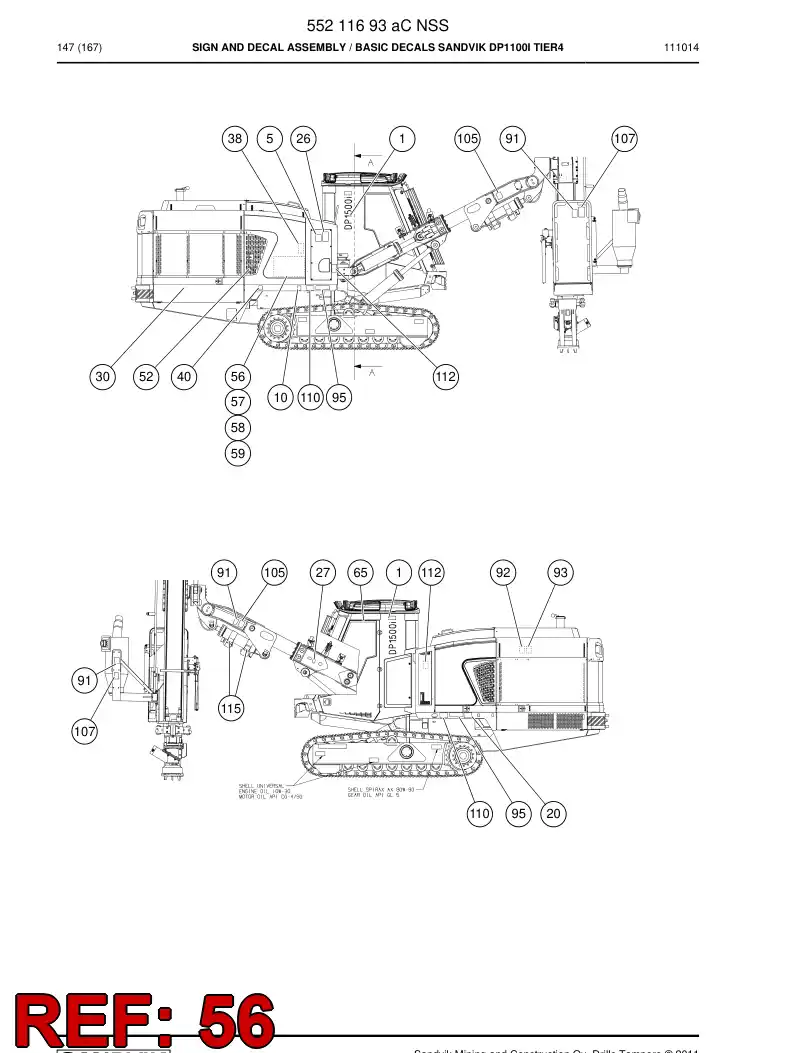 55211082 552 110 82 Decal - Sandvik Technical Drawing