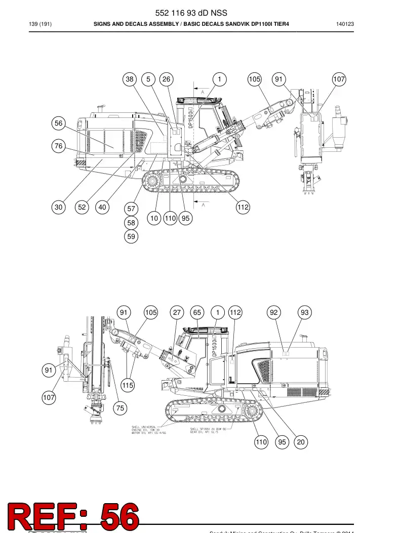 55211082a 552 110 82a Decal - Sandvik Technical Drawing