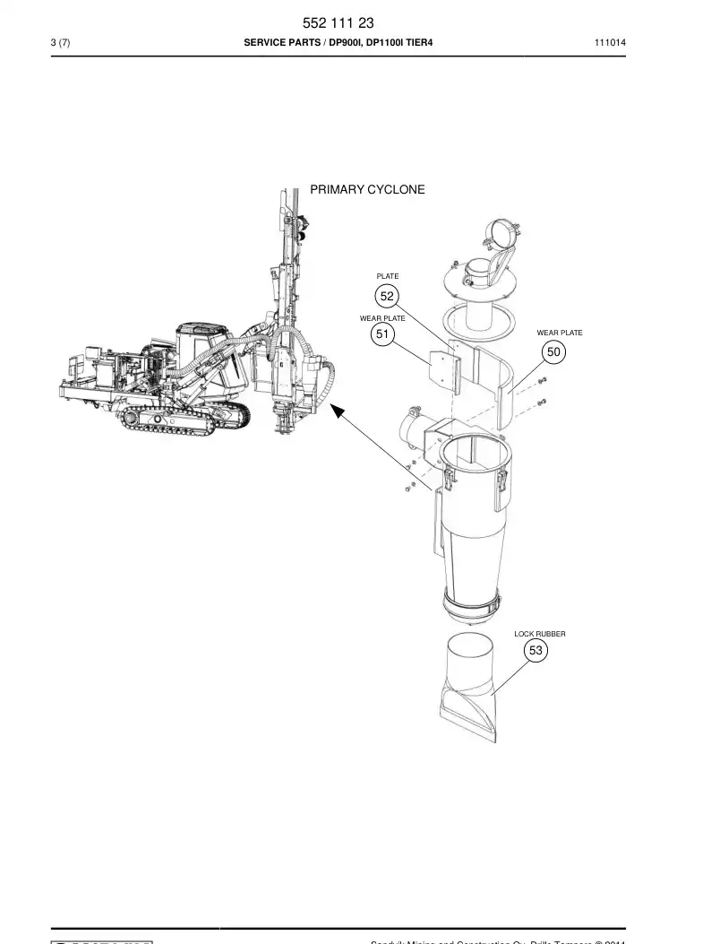 55211123 552 111 23 Service parts - Sandvik Technical Drawing