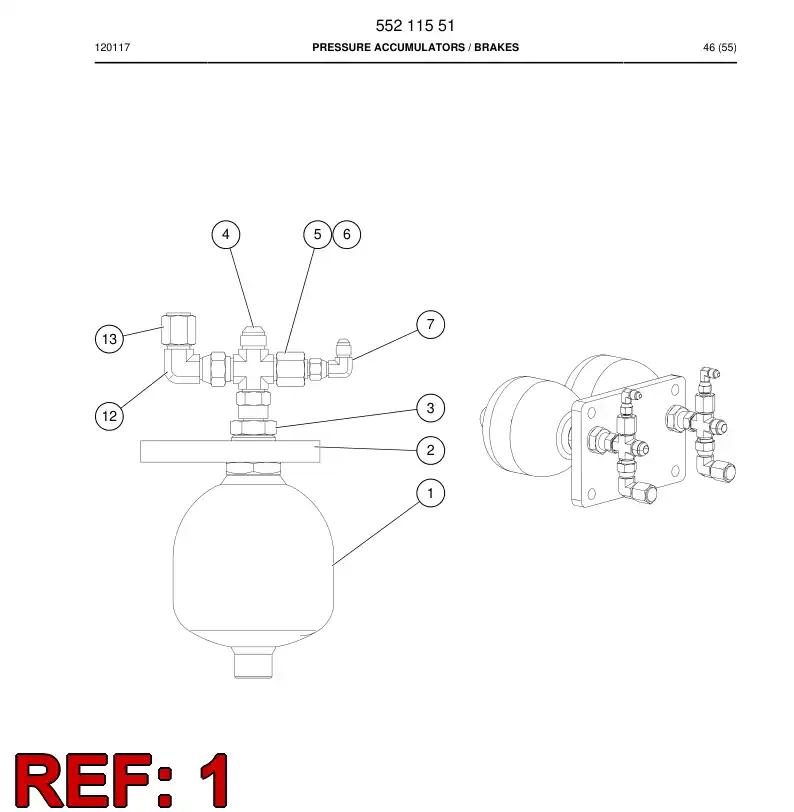 55211207 552 112 07 Pressure accumulator - Sandvik Technical Drawing