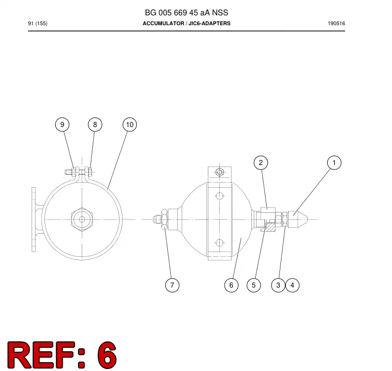 55211227 552 112 27 Accumulator - Sandvik Technical Drawing