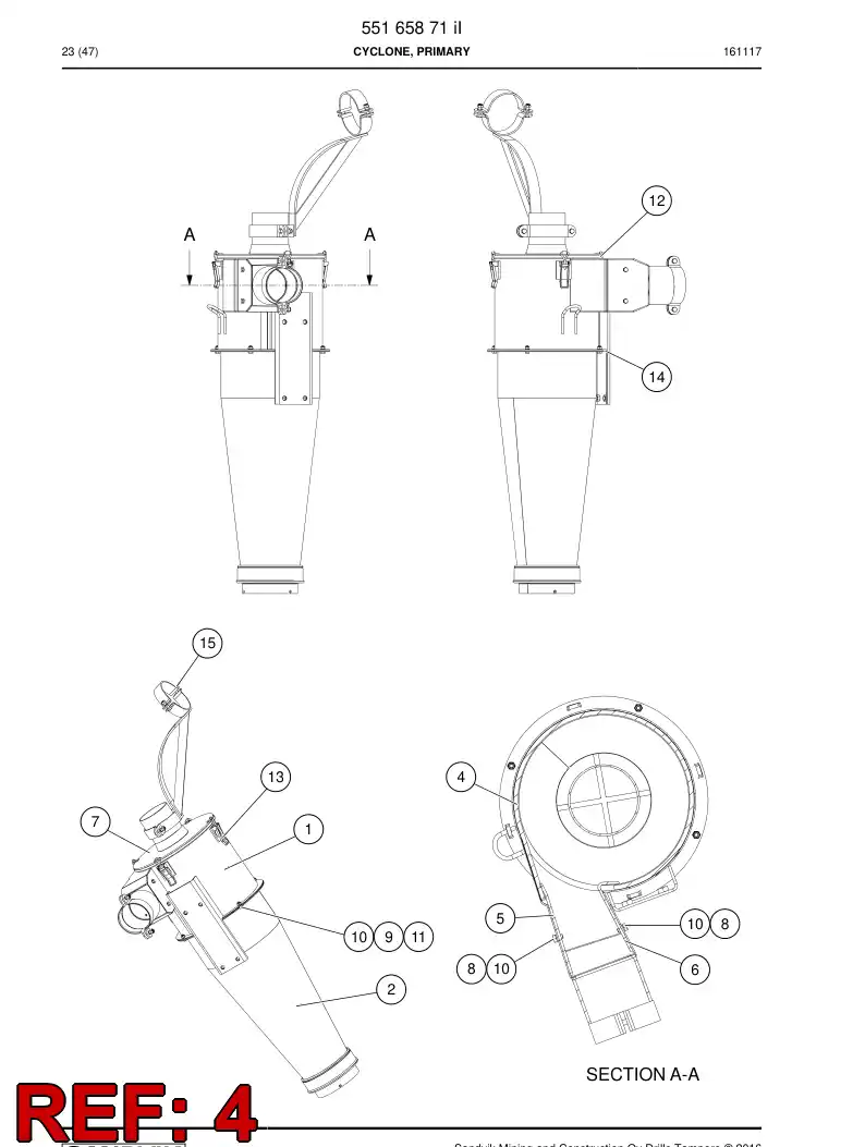 55211324 552 113 24 Plate, Wear - Sandvik Technical Drawing